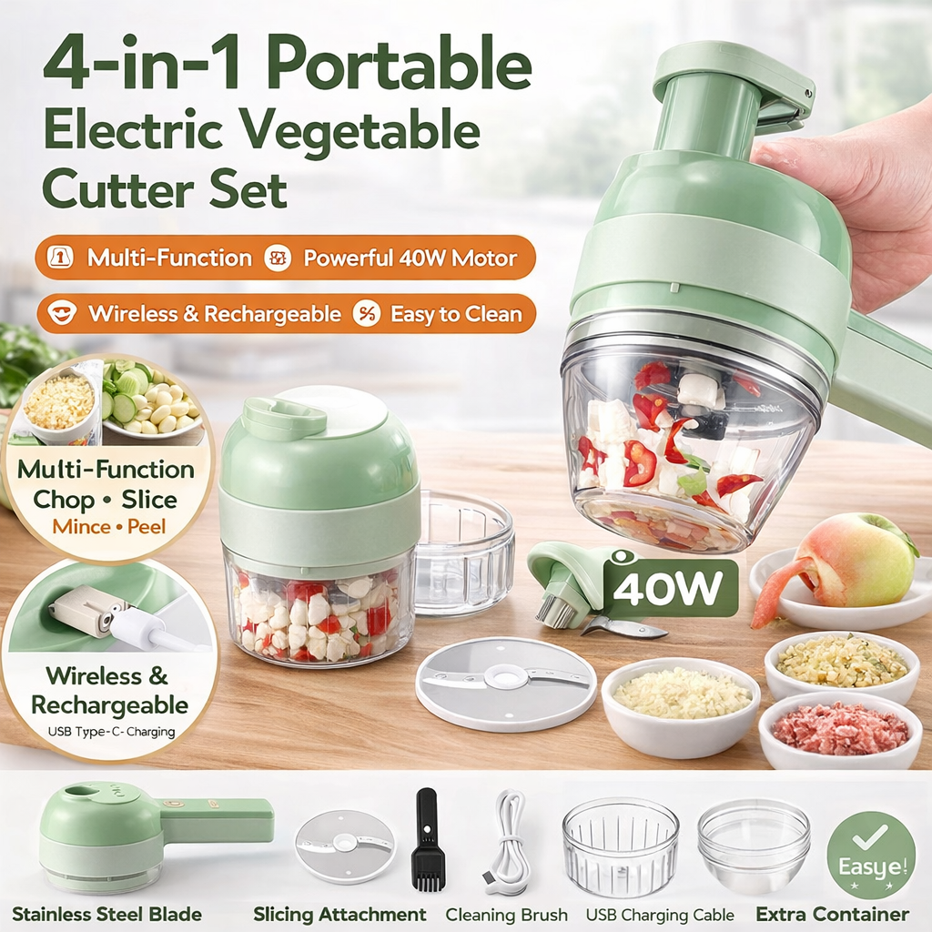 4 in 1 Portable Electric Vegetable Cutter Set